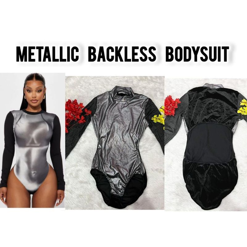 Metallic Backless Bodysuit