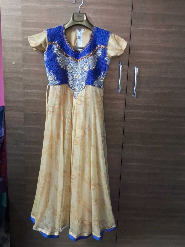 Blue With Sandal Anarkali