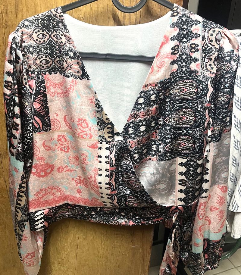 Patterned Wrap Top