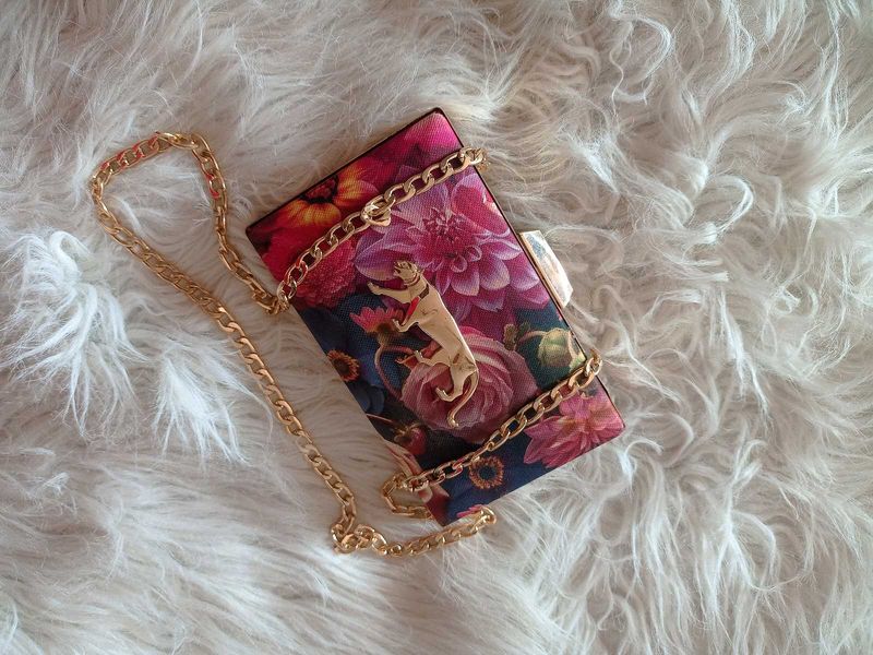 Floral Clutch with Chain