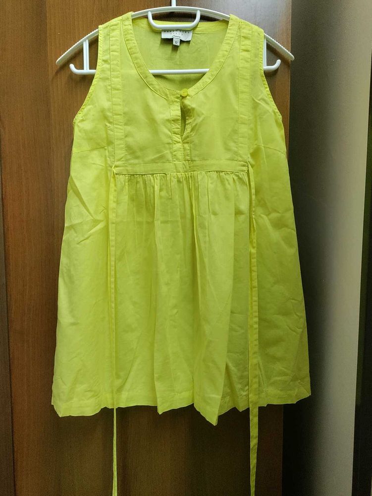 Bright Yellow-Green Sleeveless Cotton Top