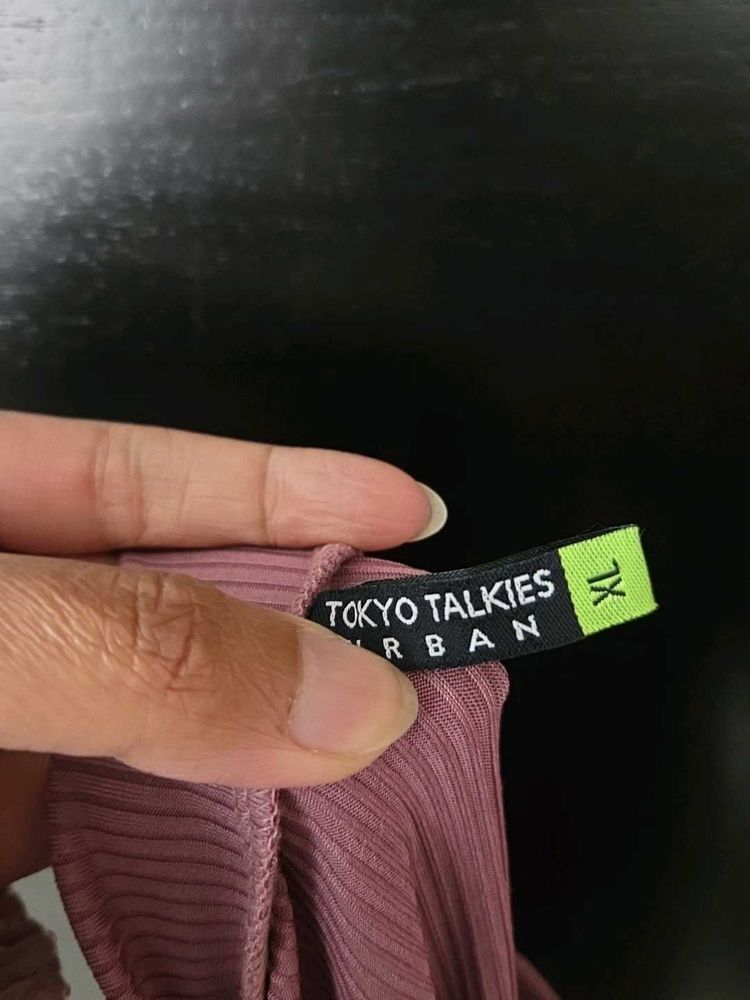 Mauve Ribbed Long Sleeve Dress