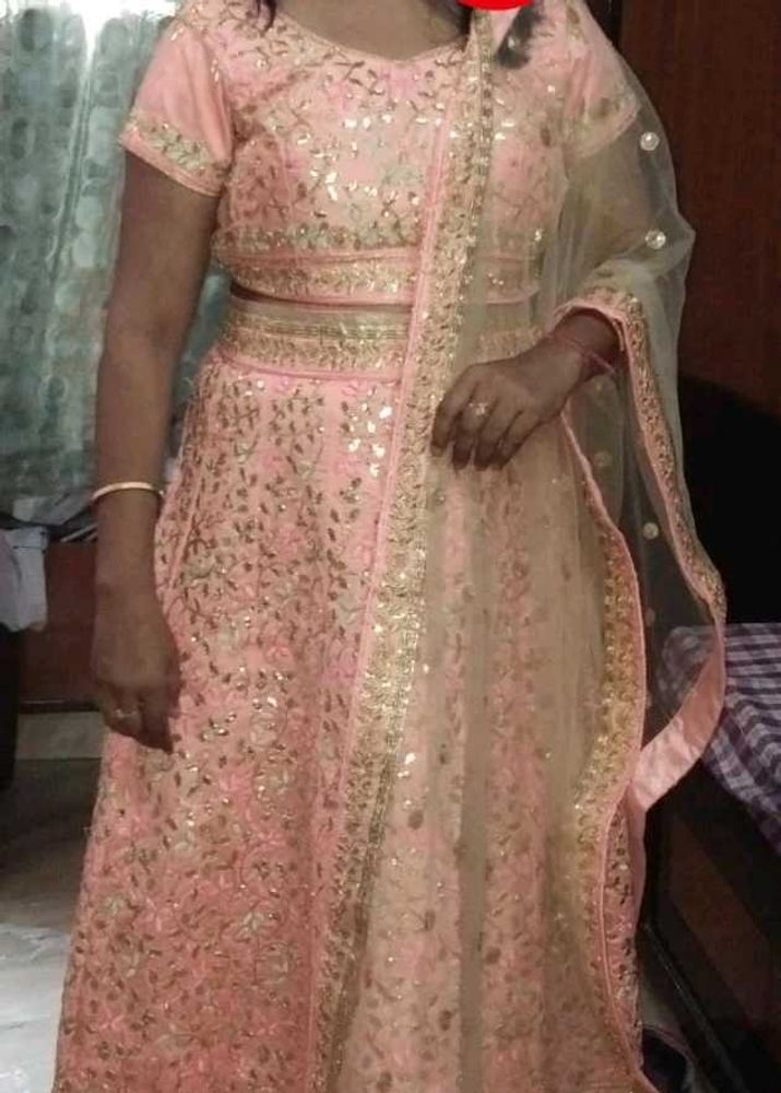 Peach Embroidered Lehenga Choli