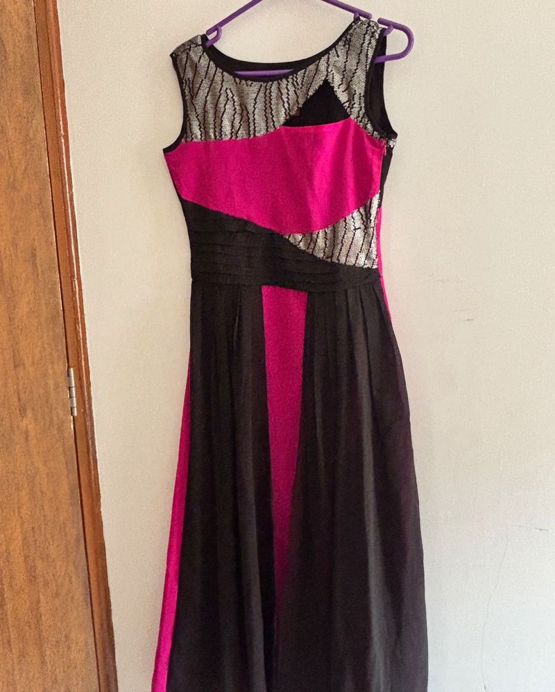 Stylish Pink &amp; Black Maxi Dress