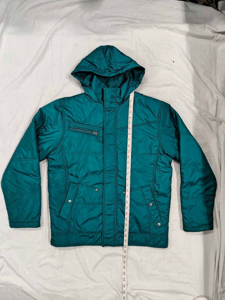Zovi Teal Green Hooded Puffer Jacket