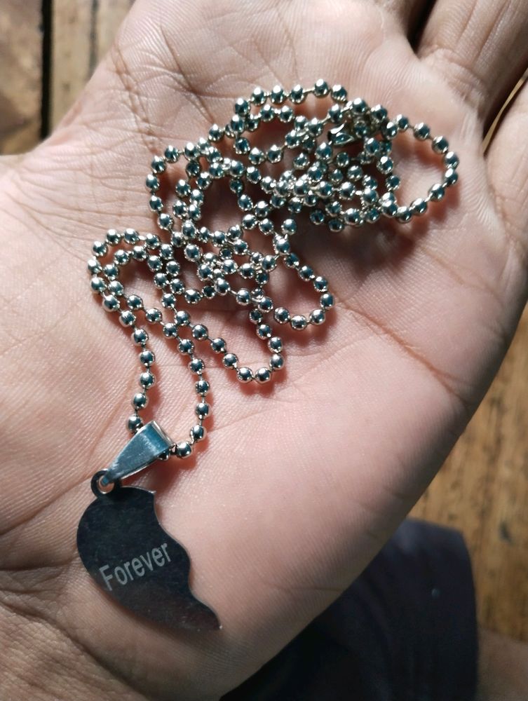 FOREVER- Half Heart Steel Chain
