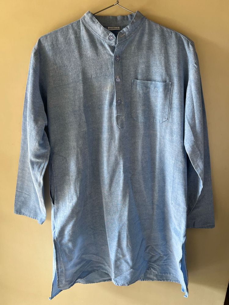 Men&#39;s Blue Cotton Kurta