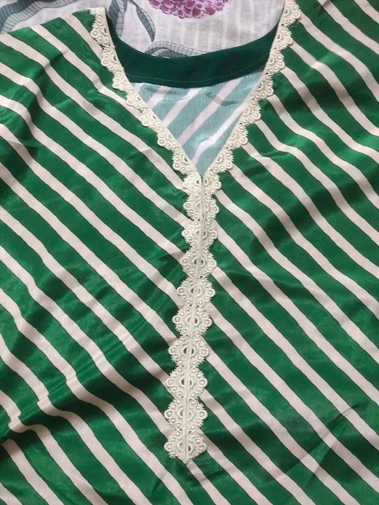 Green Striped Kaftaan Set