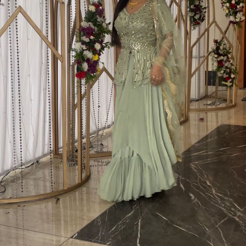 Elegant Sage Green Indian Dress