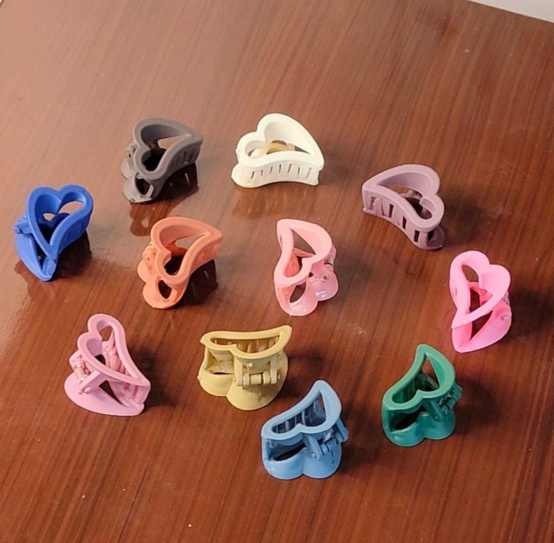 Mini Heart Shape Hair Claws ( Clutcher ) 12 Pc