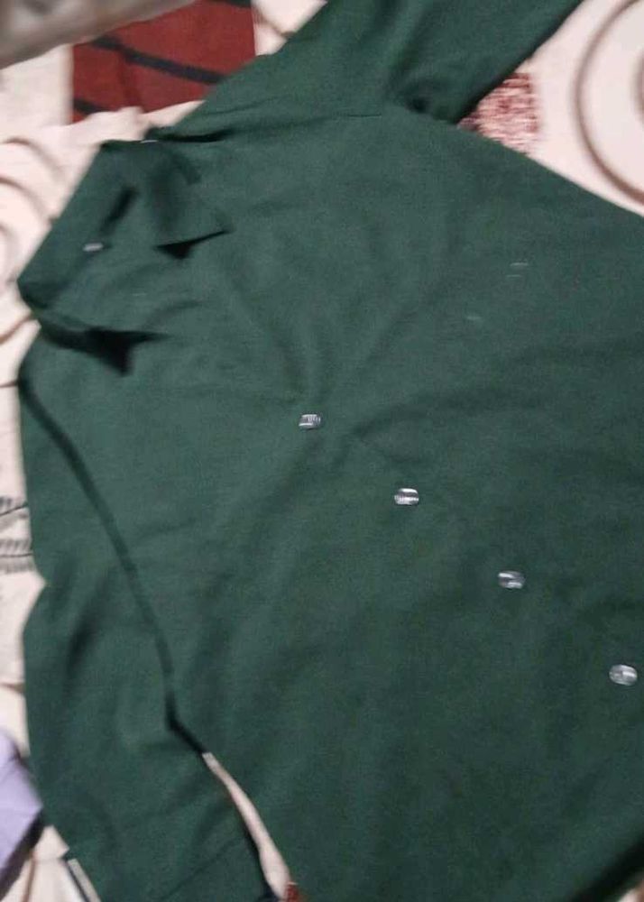 Women Half Sleeve Dark Green Shirt