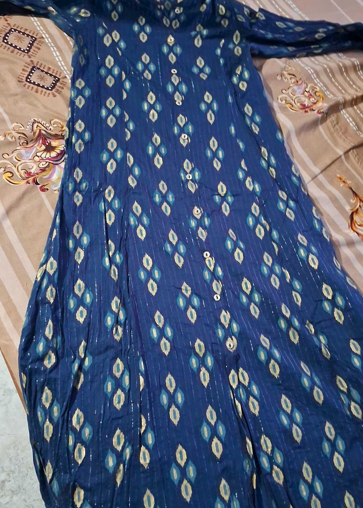 Elegant Blue Printed Kurta Dress