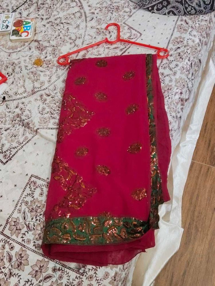 Elegant maroon Embellished Saree