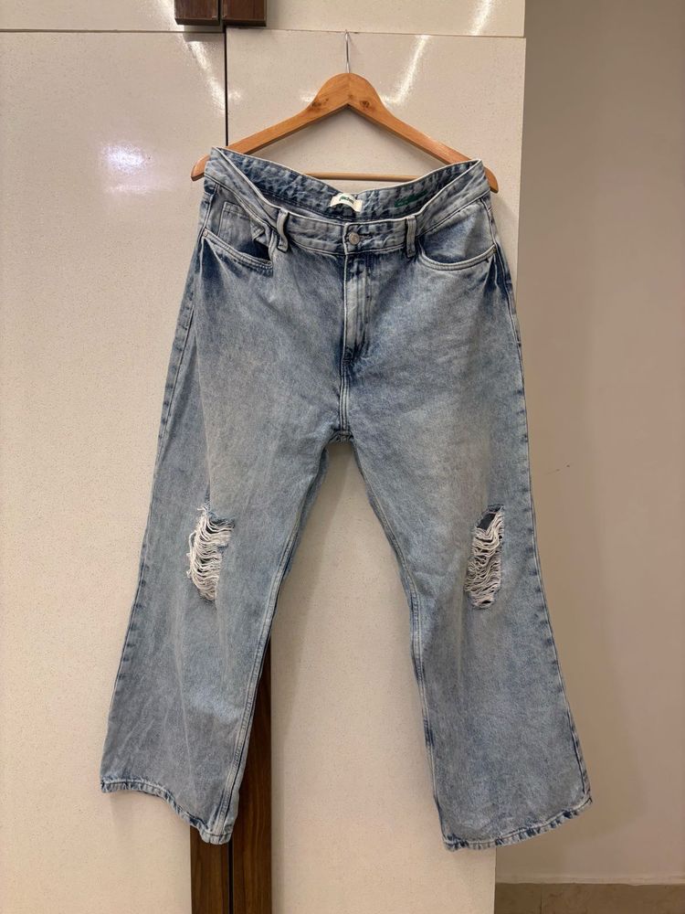 Ripped Wide Leg Jeans