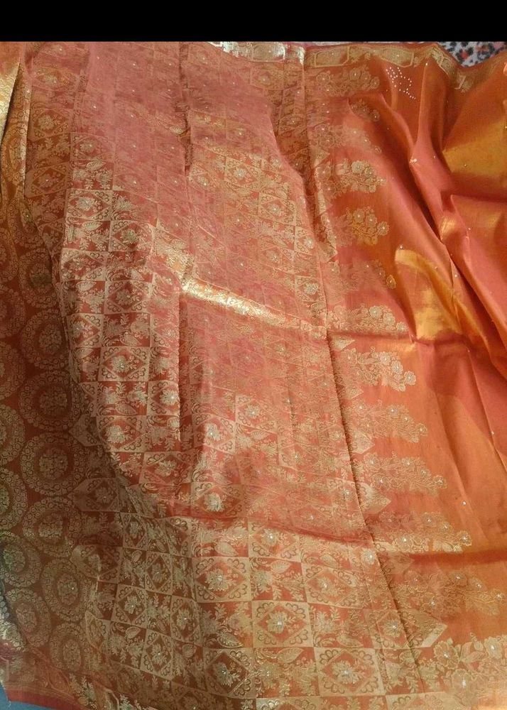 Elegant Orange Silk Saree