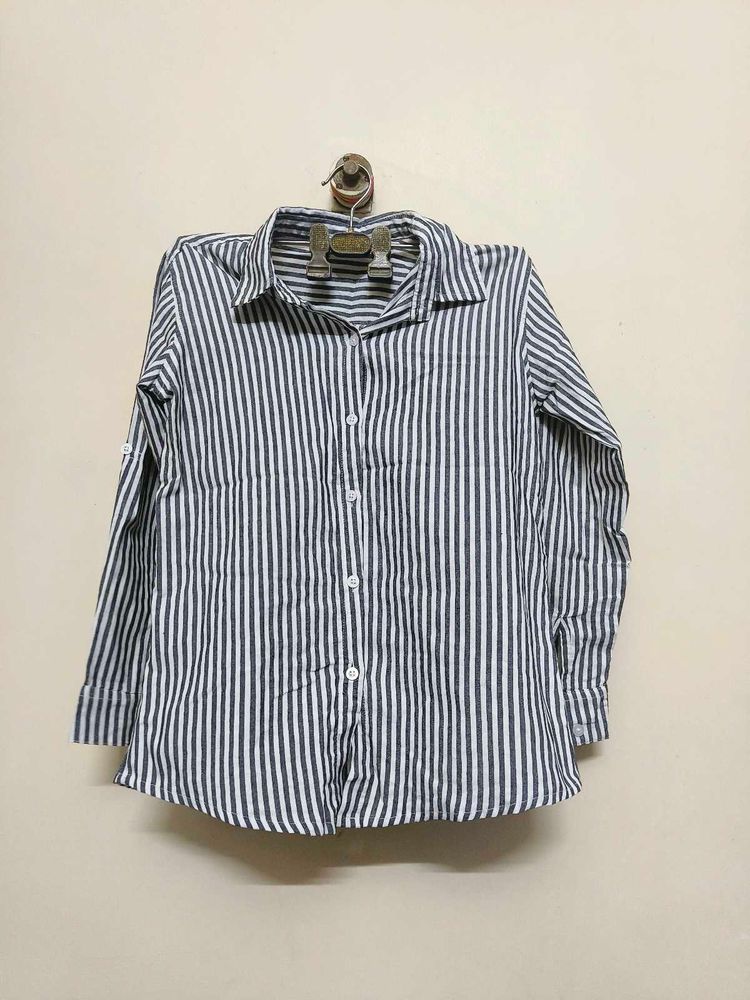 Grey And White Strip Shirt