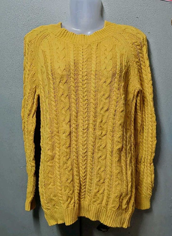 Yellow Knit Pullover Sweater