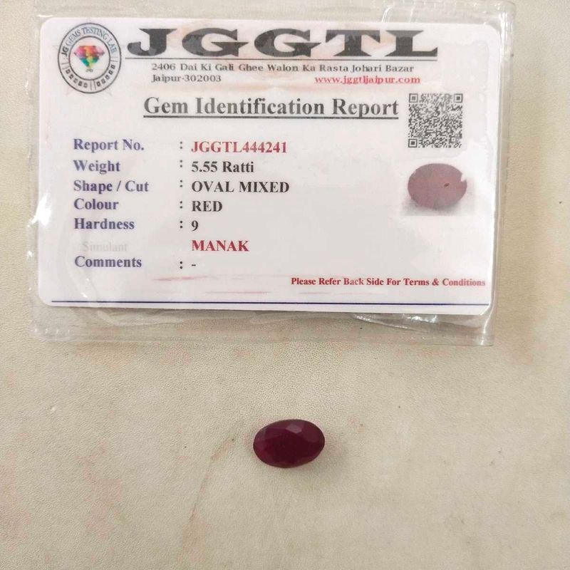 5.55 Ratti AA+Quality Natural Ruby/Manak gemstone