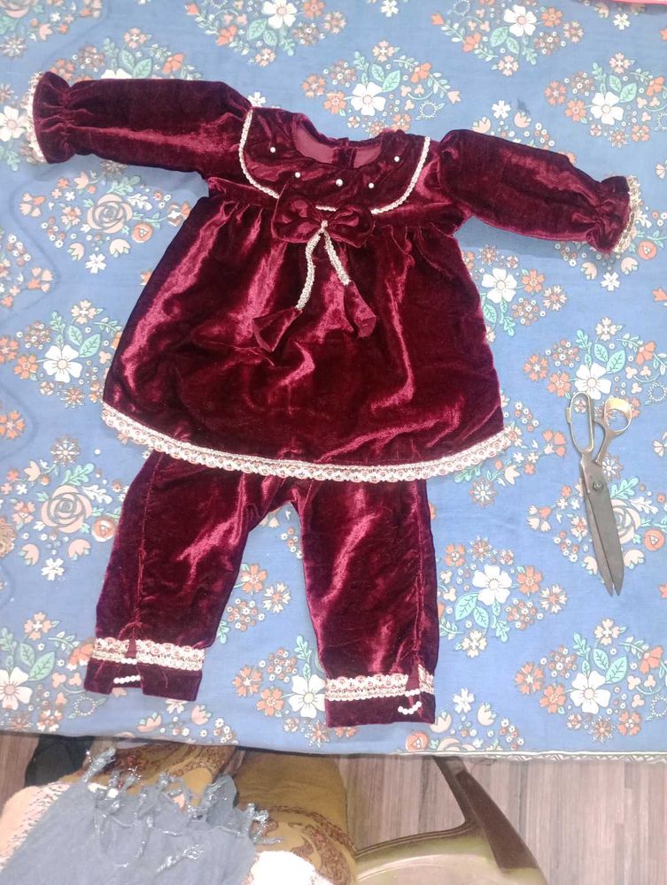 Velvet Baby Dress &amp; Pant Set