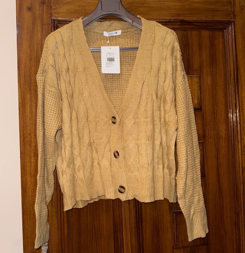 Tan Button-Down Cardigan