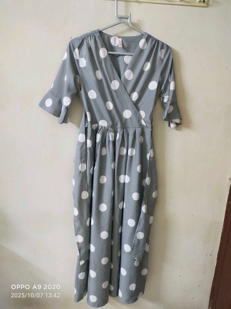 Polka Dot Grey Dress