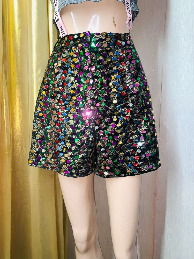 Floral Sequin Shorts