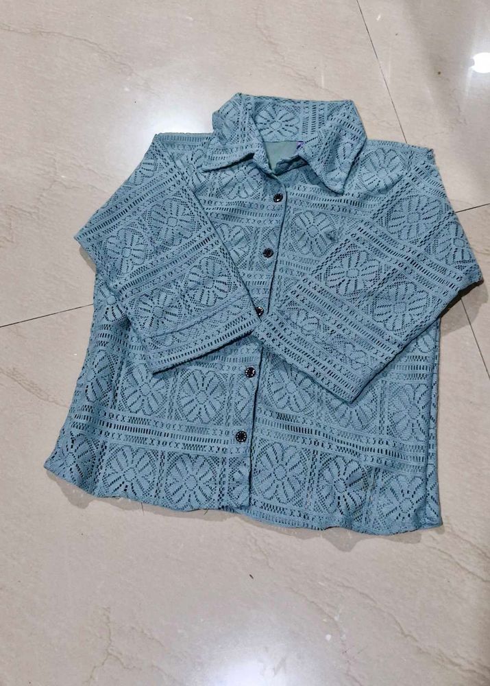 Vintage Lace Button-Down Top