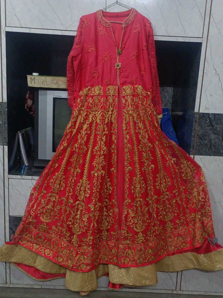 Heavy Embroidery Gown Satin Net Fabric