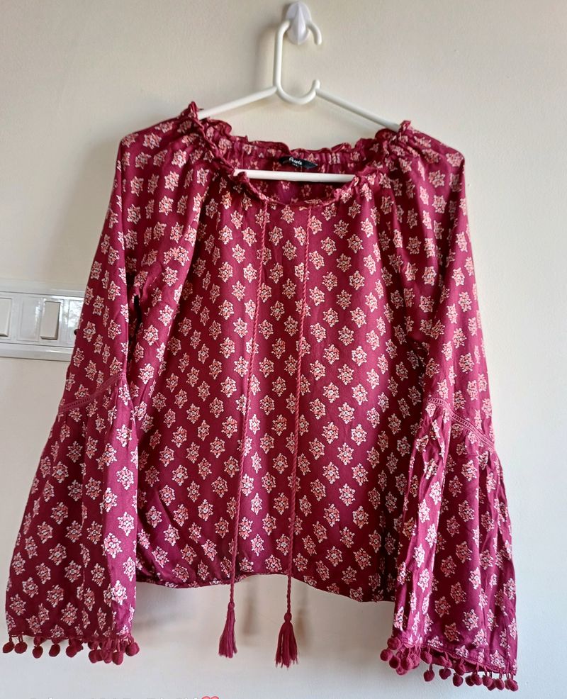 Full, Ballon Sleeves Printed Top (XS / S - Size)