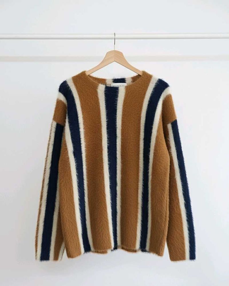 Like New! Cozy Striped Faux Fur Sweater - Warm