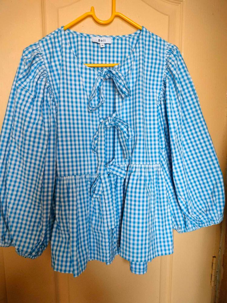 Blue BowTie Top For Women