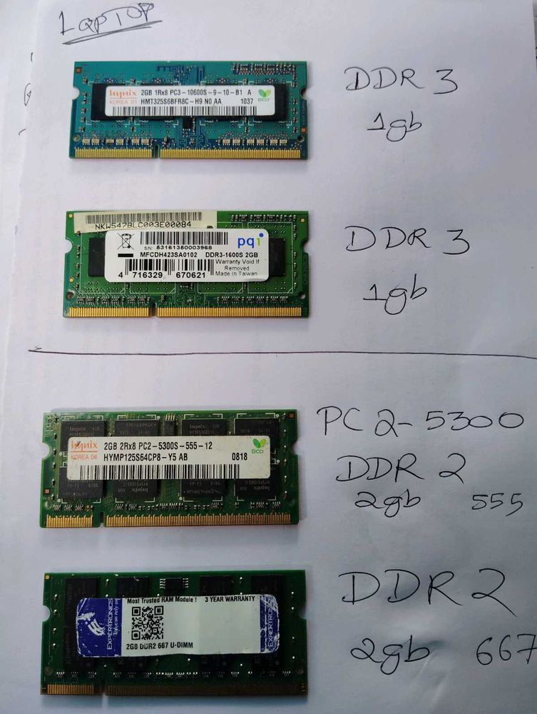 Used RAM Memory Modules DDR2 DDR3