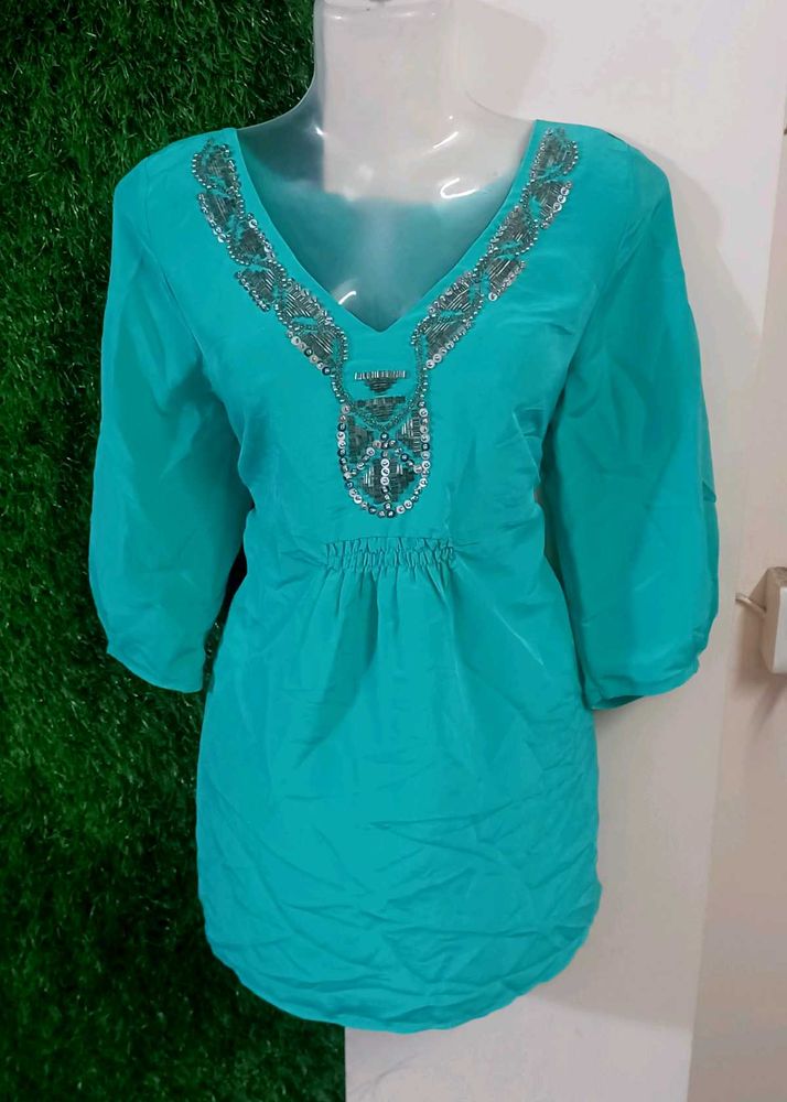 M&amp;S Emerald Embellished Top