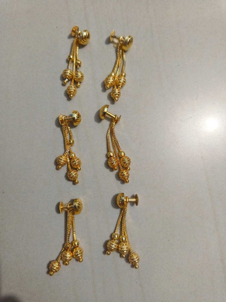 Gold Plated Screw-Back Earrings Set