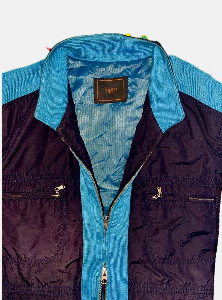 Yarn Two-Tone Double Zip-Up Jacket