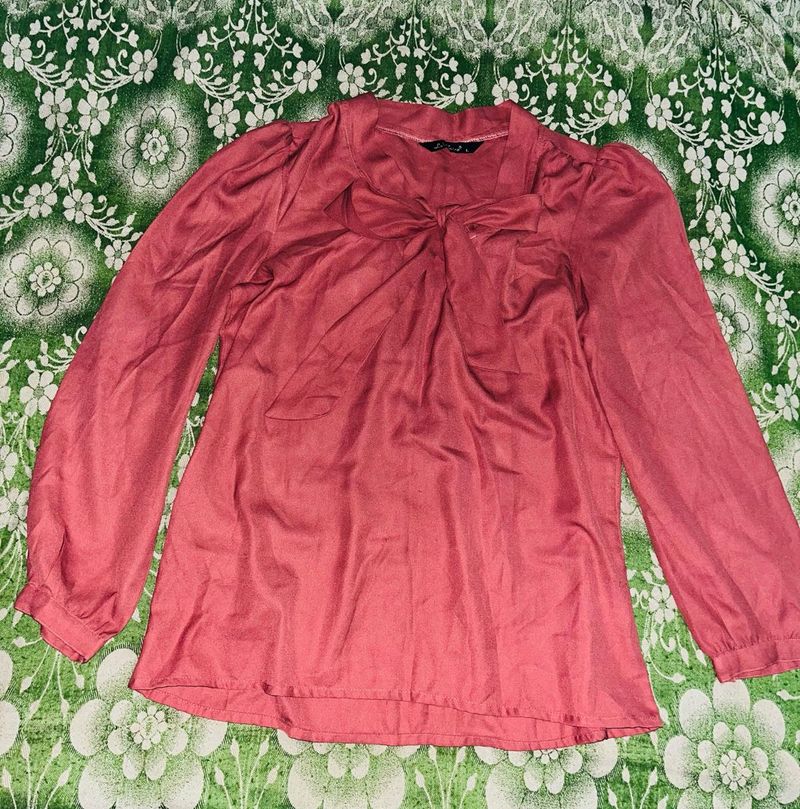 Vintage Pink Bow Blouse