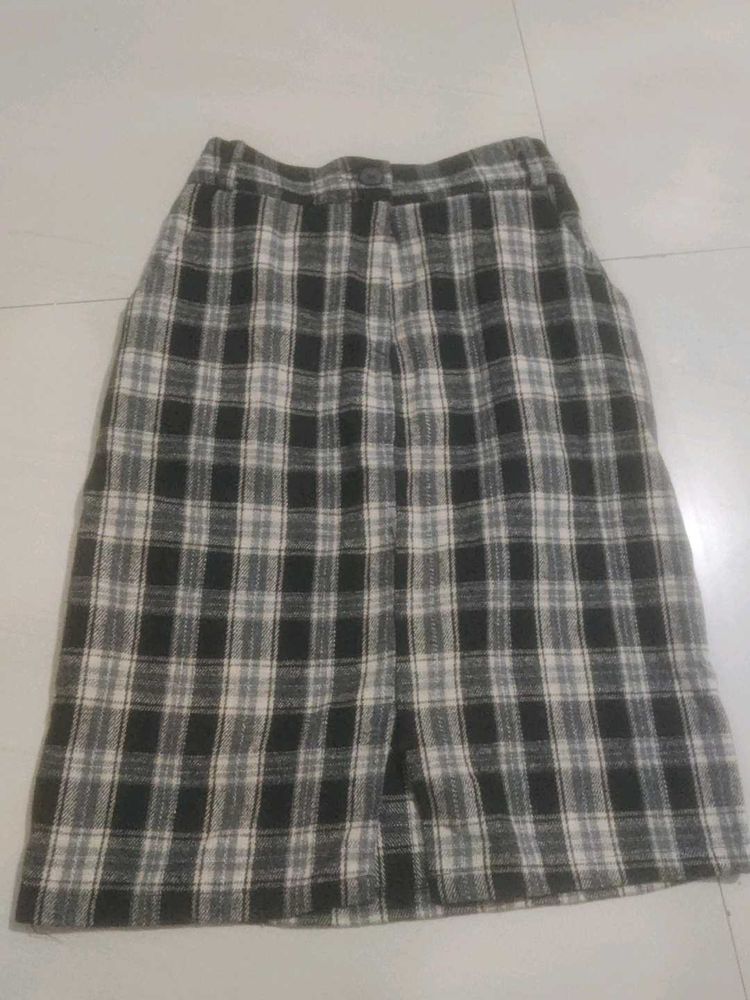 Plaid Midi Skirt