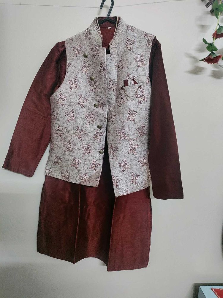 New Maroon Sherwani Set With Koti