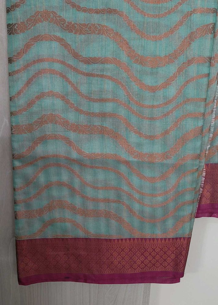 Elegant Teal Saree with Woven Design