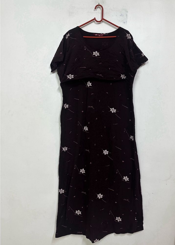 Floral Print Maternity/Feeding Gown