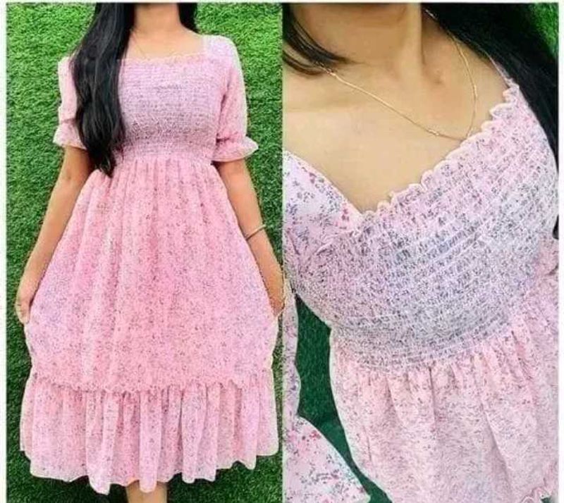 Very Beautiful Pink Frock For Casual Wear