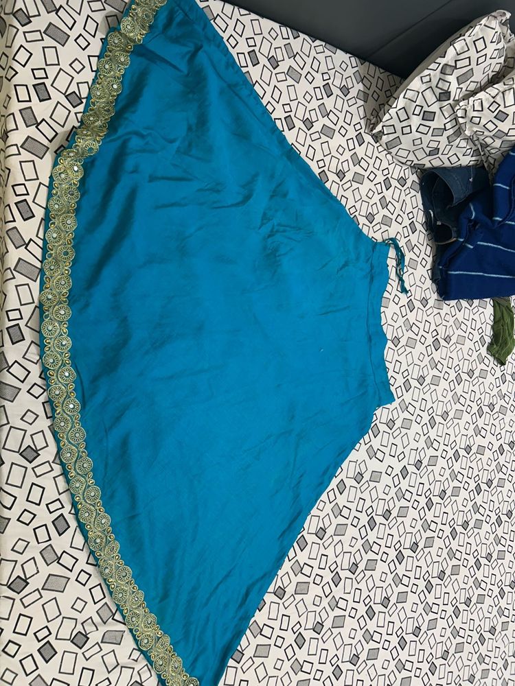 Teal Embellished Ethnic Skirt