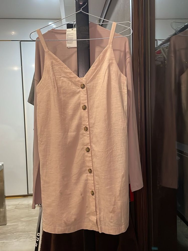 Blush Button-Front Dress