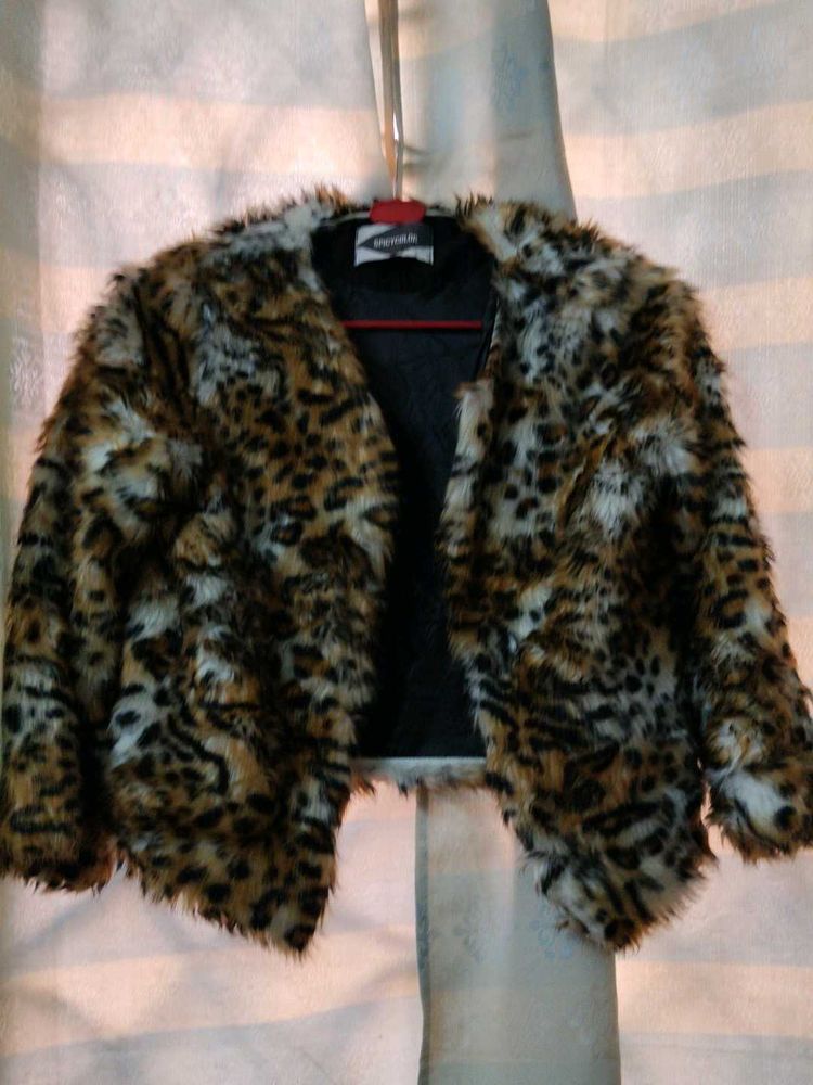 Kids Faux Fur Leopard Print Jacket