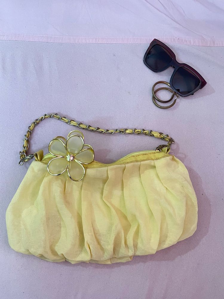 Yellow Floral Evening Bag