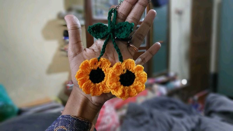 Crochet Sunflower Keychain