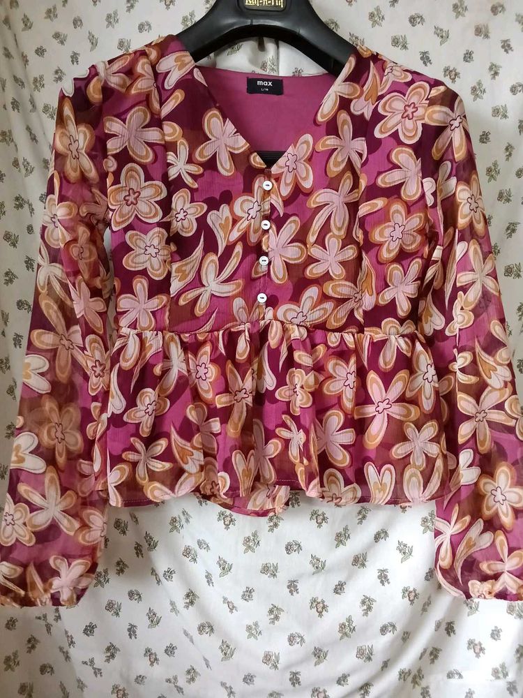 Floral Print Sheer Crop Top