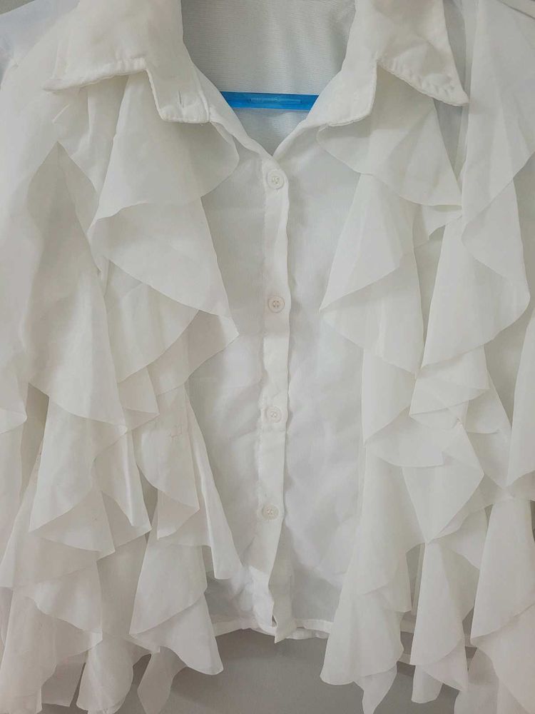 Ruffled White Top