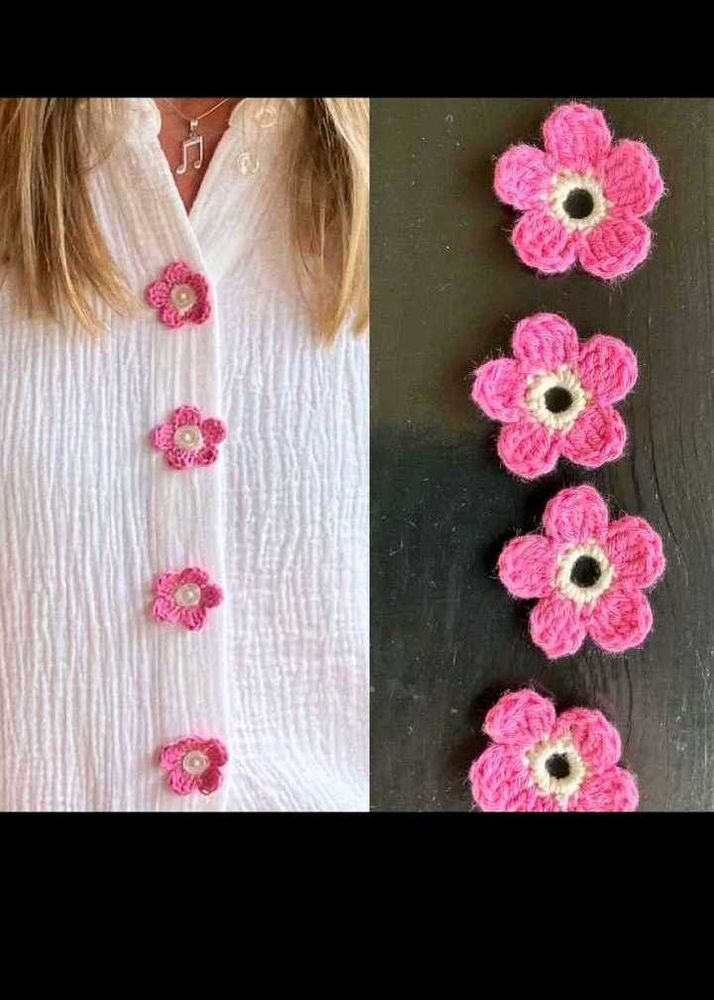 Crochet Flower Button Accessory