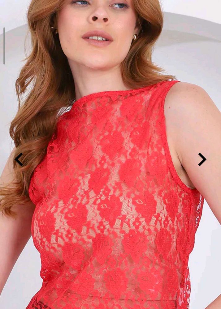 New Red Lace Sleeveless Top(Bargainable)